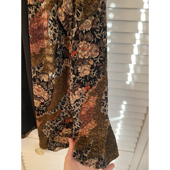 Vintage Women’s Dark Floral Leopard Print Kimono Artsy Boho Cardigan Size XL - Picture 6 of 10